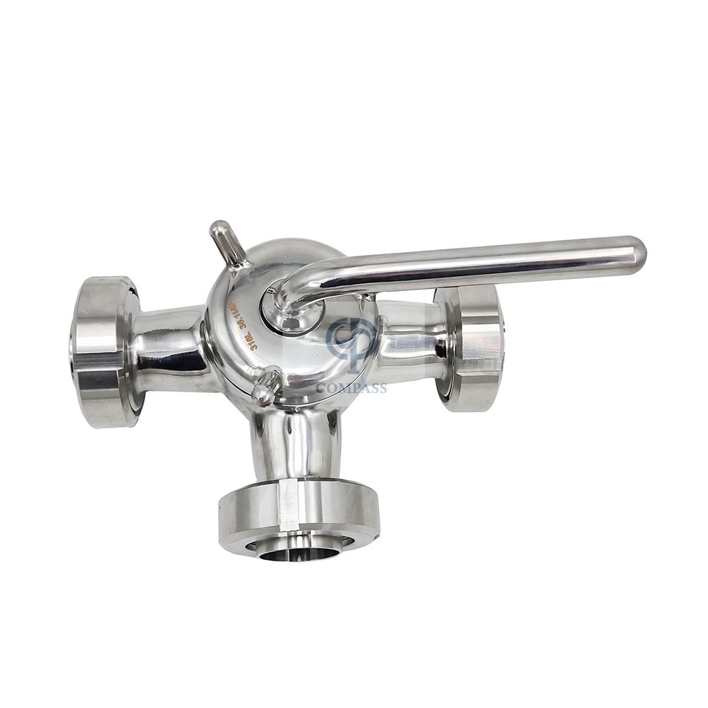 Stainless Steel SS304 SS316L Sanitary Casting Union Ends L Port Three Ways Plug Valves
