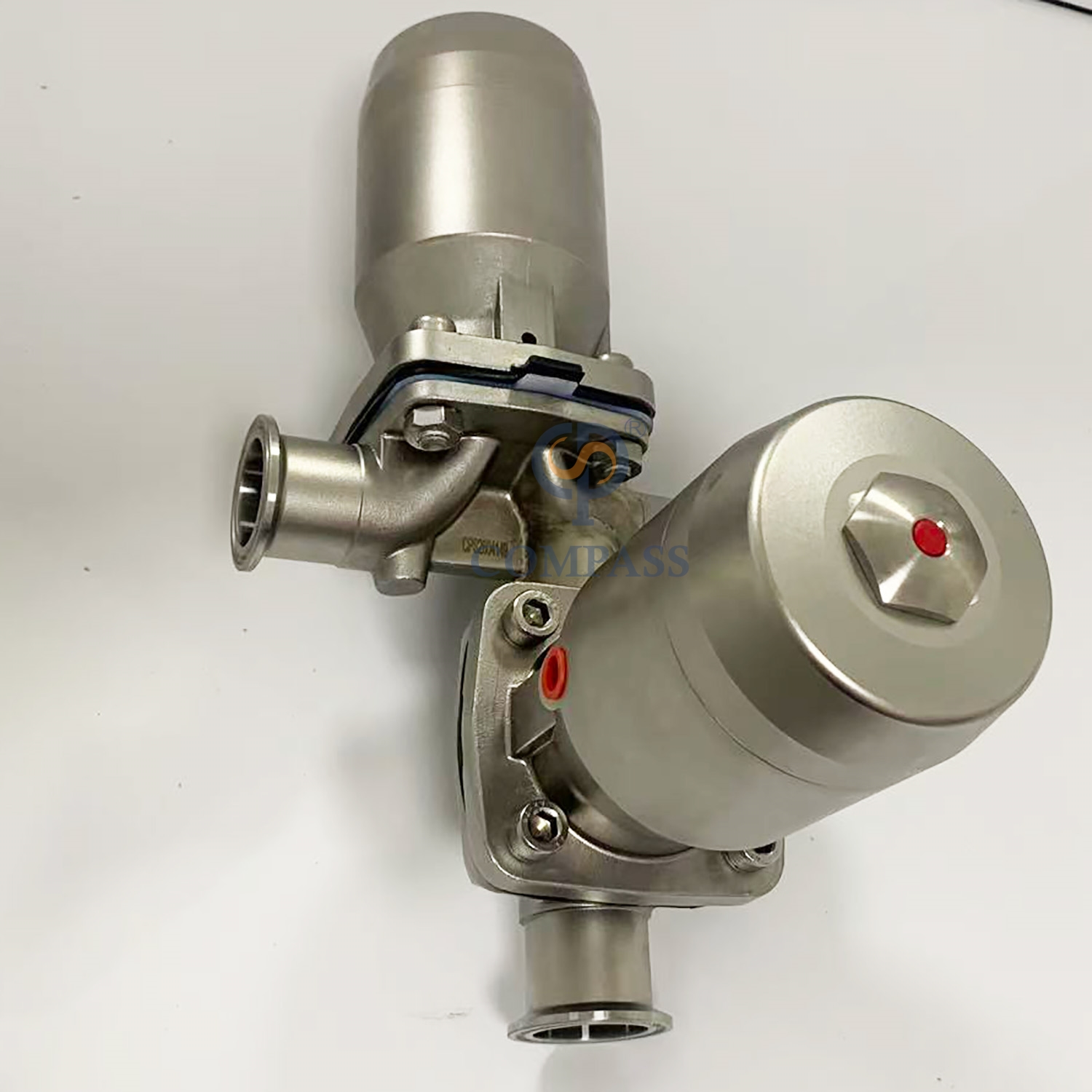Three Way SS316L DN40 Pneumatic Diaphragm Valve with PTFE and EPDM Split Diaphragm