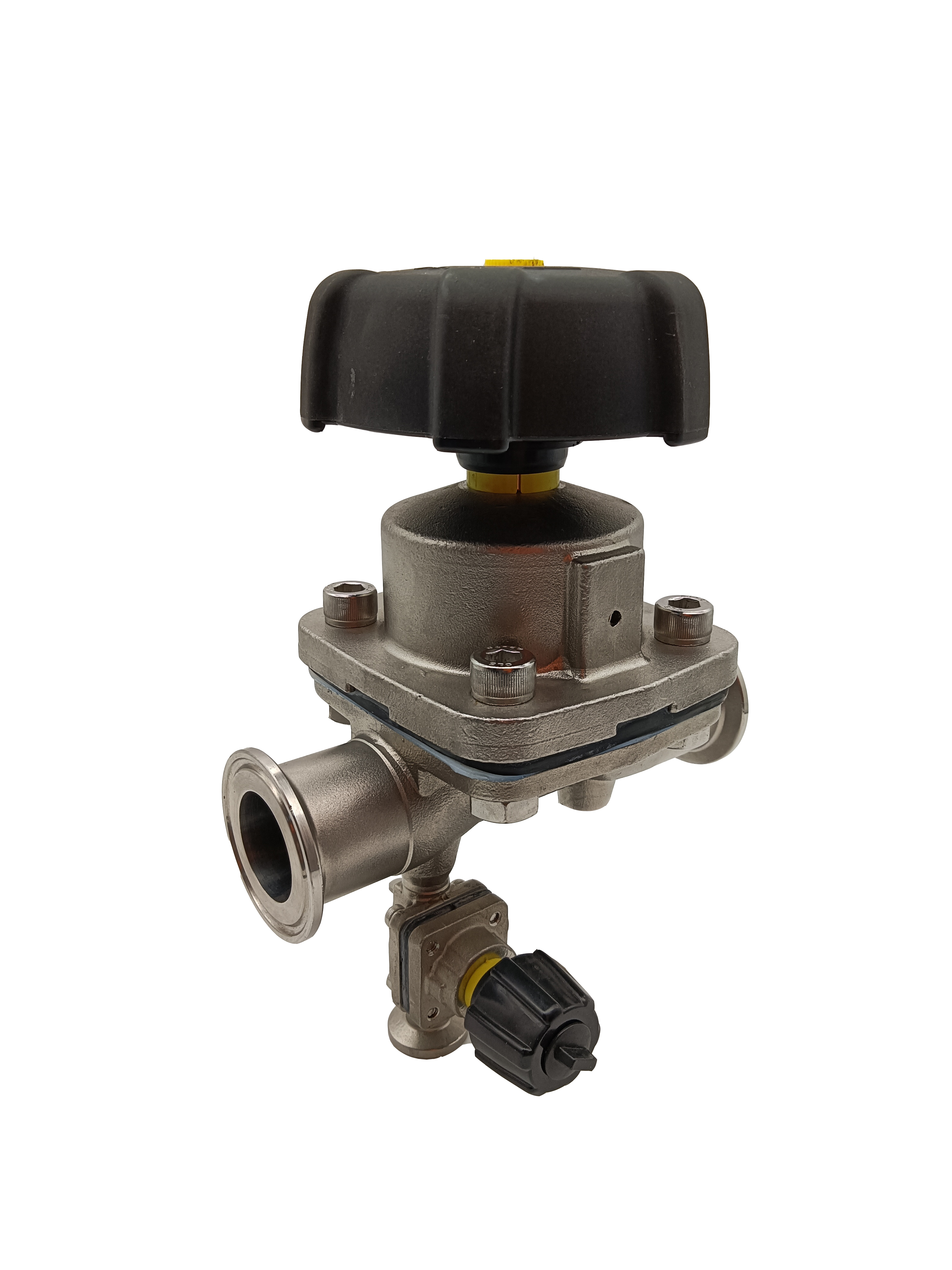 1/2Inch 12.7MM High Quality Sanitary Hygienic Stainless Steel SS316L SMS Clamp Straight Diaphragm Vavle With Sampling Port