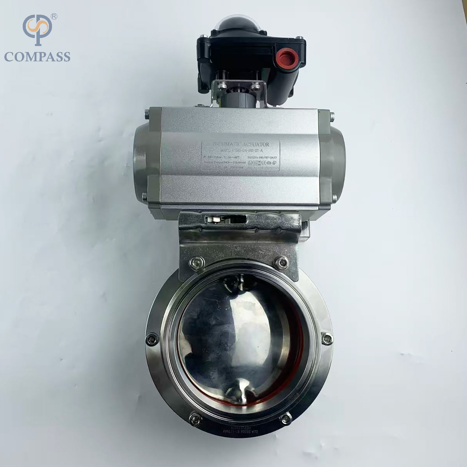 SMS PNEUMATIC CLAMP BUTTERFLY VALVE WITH PNEUMATIC ACTUATOR AND SOLENOID VALVE AND LIMIT SWITCH