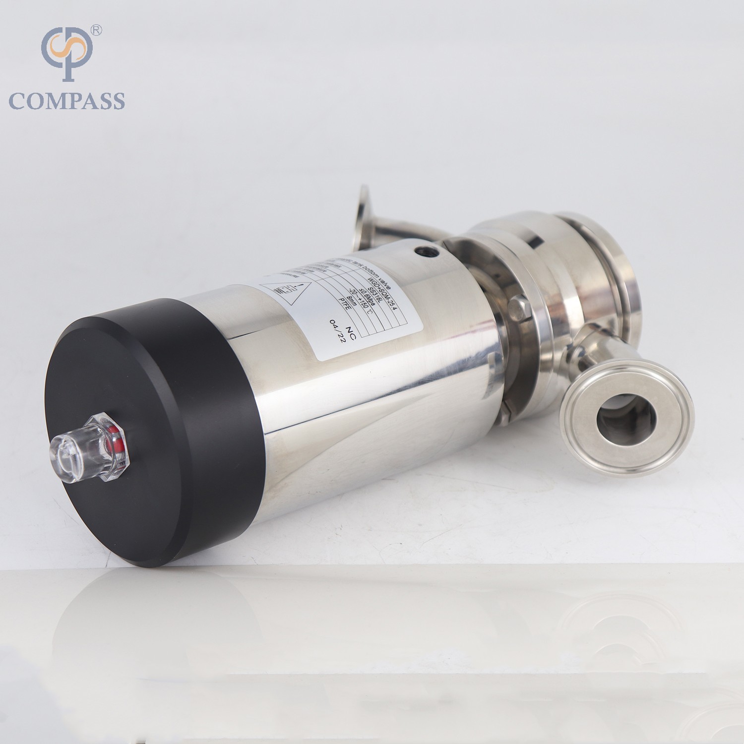2 Inch Sanitary Stainless Steel Aseptic Flush Bottom Pneumatic Valves with Two Elbow Ends