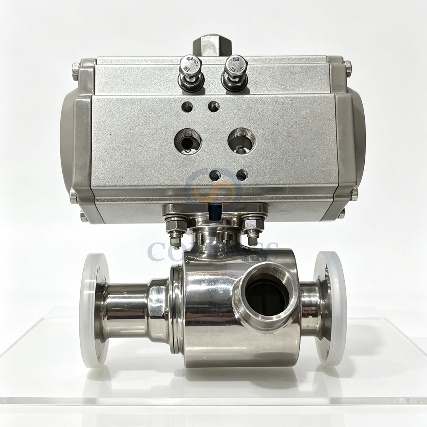 Price 25.4MM Sanitary Stainless Steel SS304 Food Grade SMS 1Inch AT052D Pneumatic Actuator Straight Clamp Ball Valve with Jacket