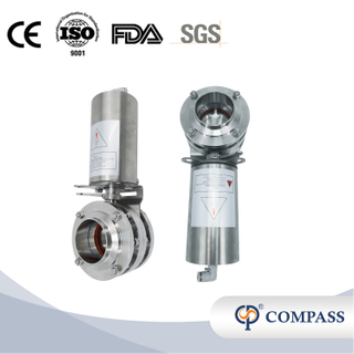 1/2Inch 12.7MM Sanitary Hygienic Stainless Steel Food Grade SS304 SMS Pneumatic 3-Piece Butterfly Valve 