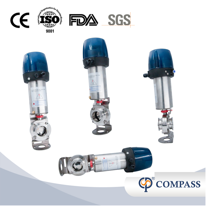 1/2Inch 12.7MM Sanitary Hygienic Stainless Steel Food Grade SS304 SMS Pneumatic Clamp Butterfly Valve with Control Head