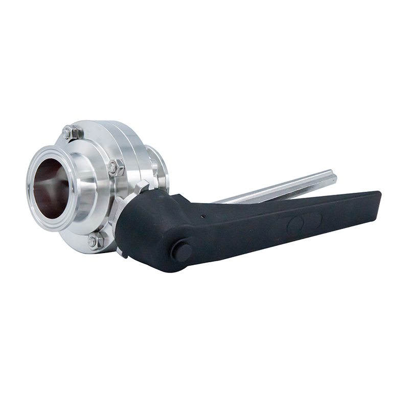 DN50 52MM Sanitary Hygienic Stainless Steel Food Grade SS316L DIN Manual Tri Clamp Butterfly Valve with Black Gripple Handle