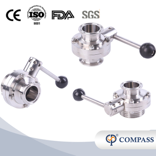 1 1/2inch 38mm Sanitary Hygienic Stainless Steel Food Grade SS316L SMS Manual Tri Clamp Butterfly Valve with Round Pull Handle