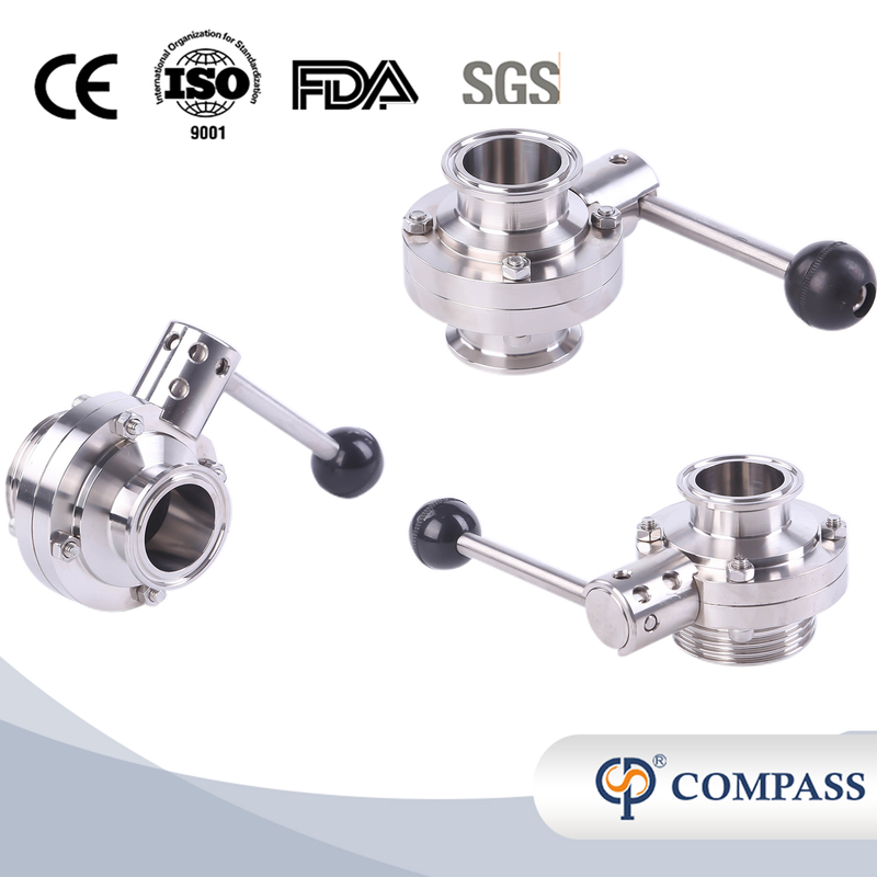 1 1/2inch 38mm Sanitary Hygienic Stainless Steel Food Grade SS316L SMS Manual Tri Clamp Butterfly Valve with Round Pull Handle