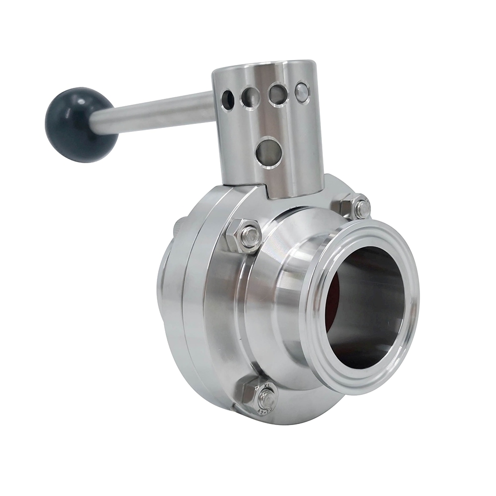 1 1/2inch 38mm Sanitary Hygienic Stainless Steel Food Grade SS316L SMS Manual Tri Clamp Butterfly Valve with Round Pull Handle