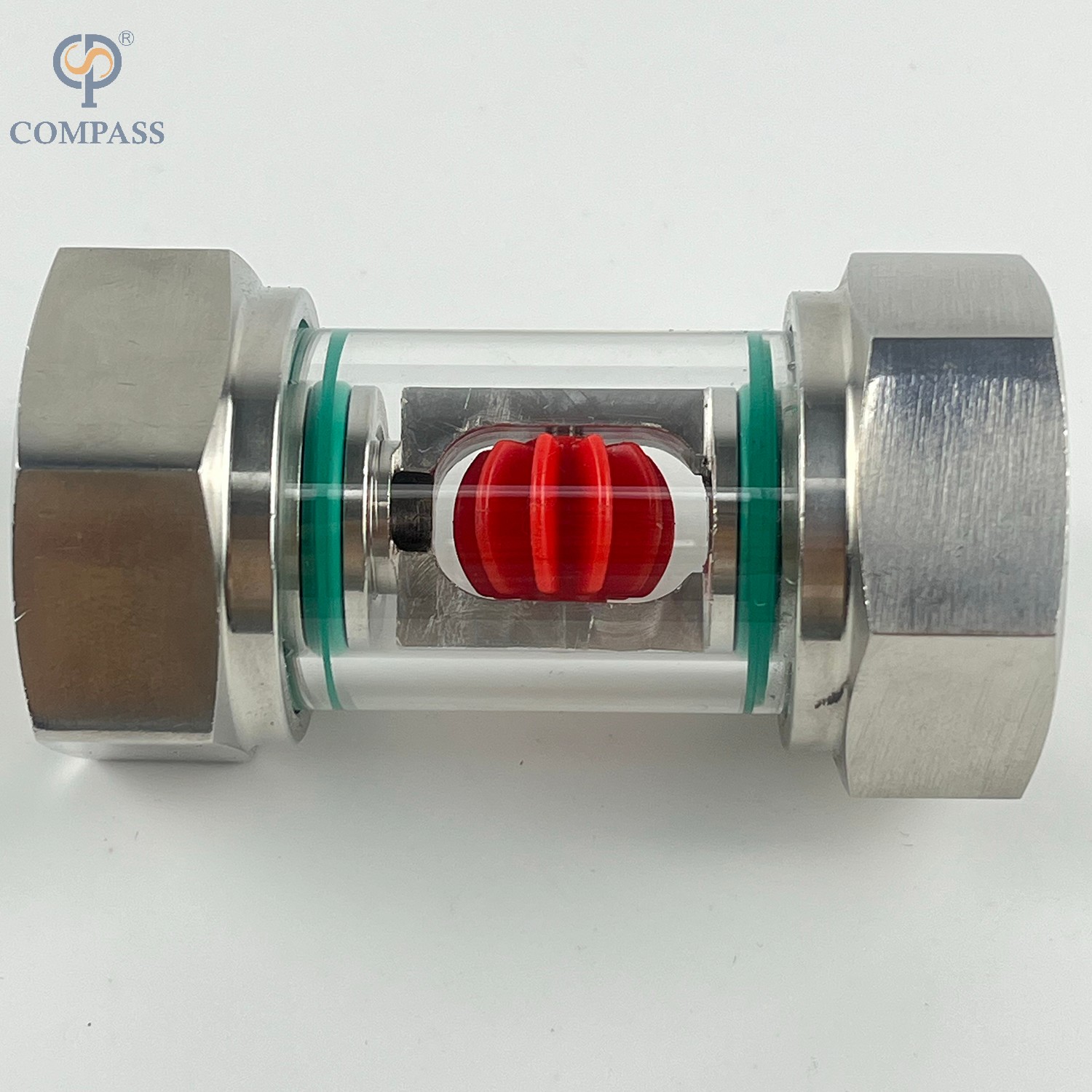 SS304 STAINLESS STEEL IMPELLER WATER FLOW INDICATOR VERTICAL PIPELINE GLASS SIGHT GLASS