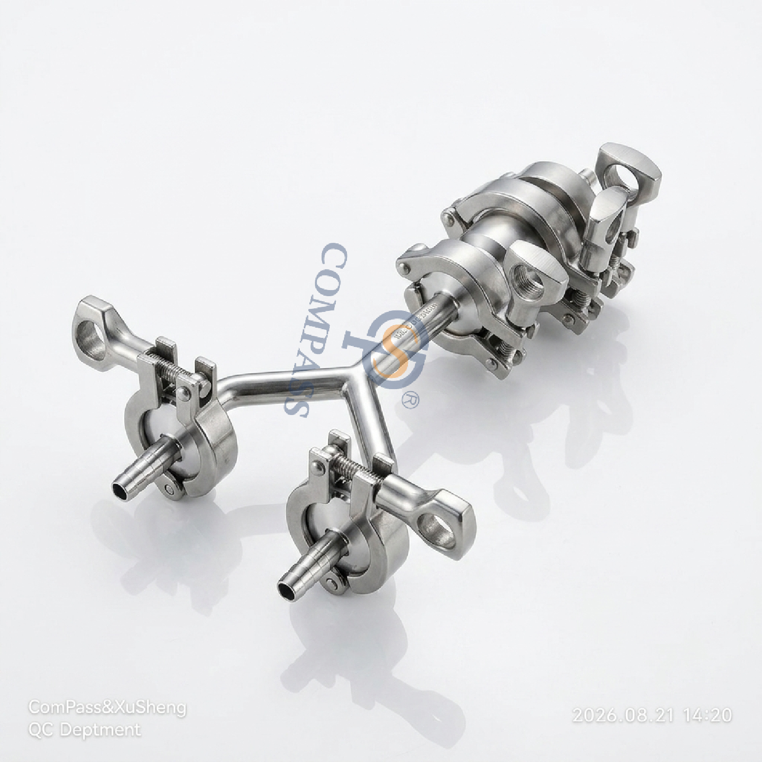 SS316L DN10 TC34MM Elbow Model Y Tee with Ferrule Check Valve and Hose Adapter