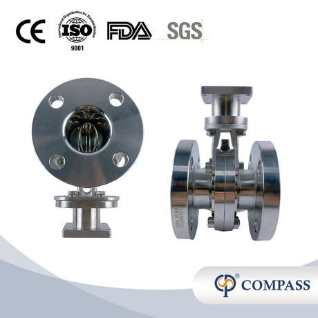 Popular Sale 1.5Inch 48.3MM Sanitary Hygienic Stainless Steel Food Grade SS304 150LB Flange Six Petal Powder Flange-type Butterfly Valve