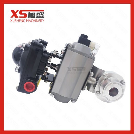 Hygienic Tri Clamp Pneumatic Butterfly Valve with Double-Acting Aluminum Actuator