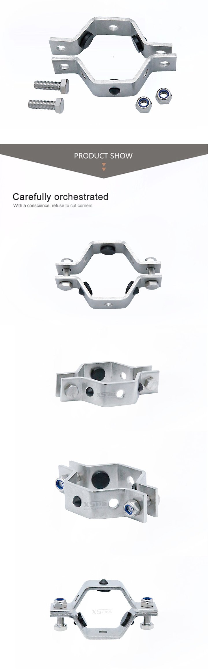 Stainless Steel SS304 Hexagon Pipe Holder with Grommets