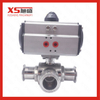 Stainless Steel Hygienic Sanitary T Port Ball Valves with Actuator Pneumatic