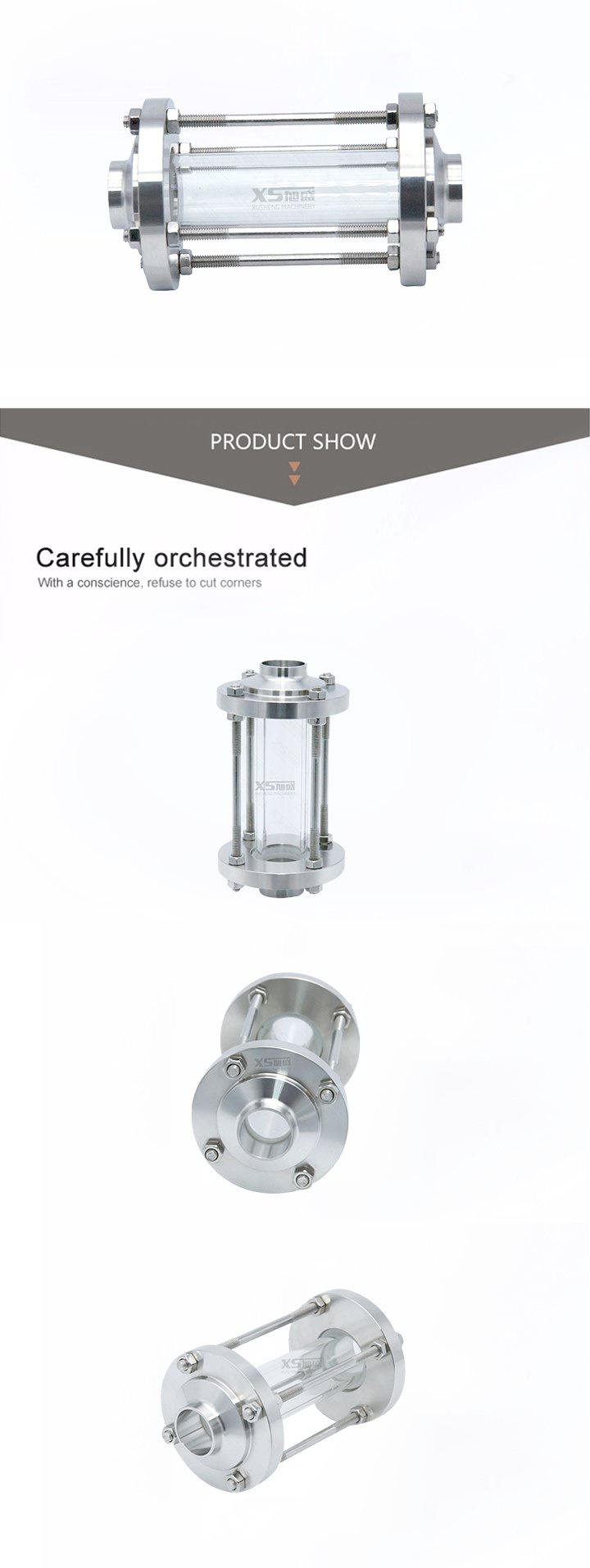 63.5mm Stainless Steel AISI304 Sanitation Butt Welded Sight Glass with Protection Net