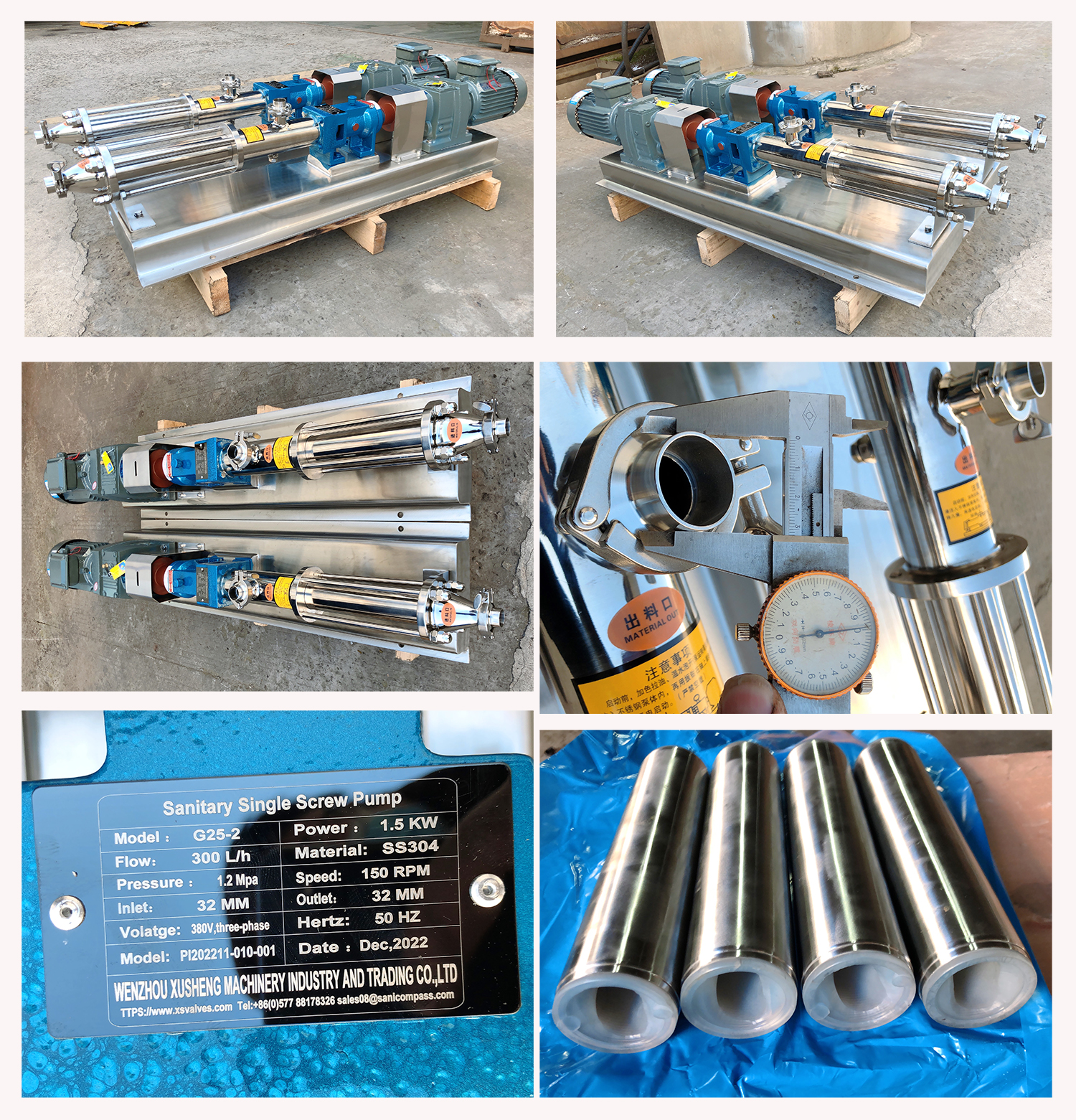 Stainless Steel Sanitary Hygienic Two Stages Single Screw Pump with Fix Speed Motor 