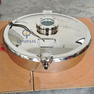 500MM SS304 Non Pressure Outward Round Manway with Sight Glass and Handle
