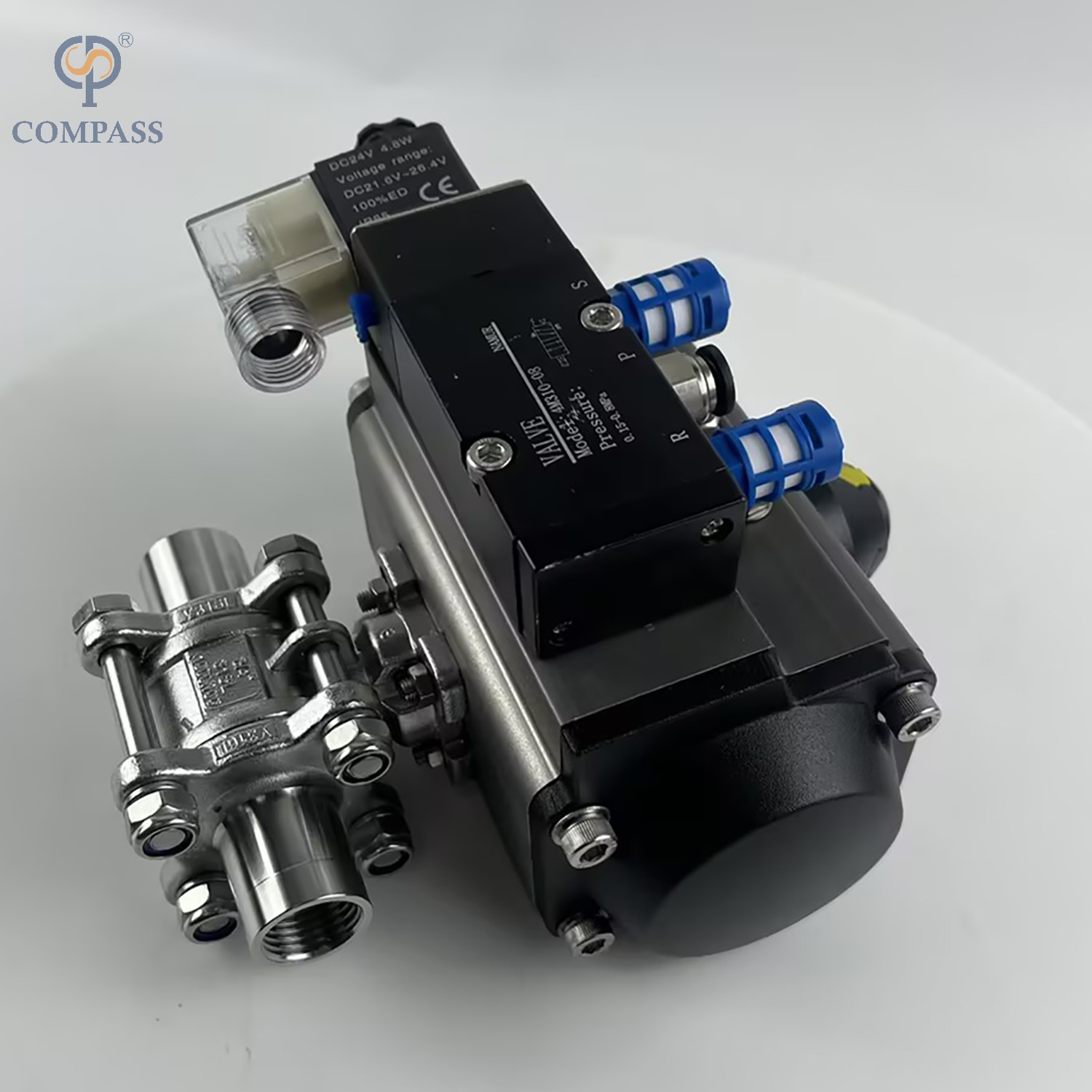 SS316L SMS ACTUATOR THREE-PIECE FULL PORT THREAD BALL VALVE