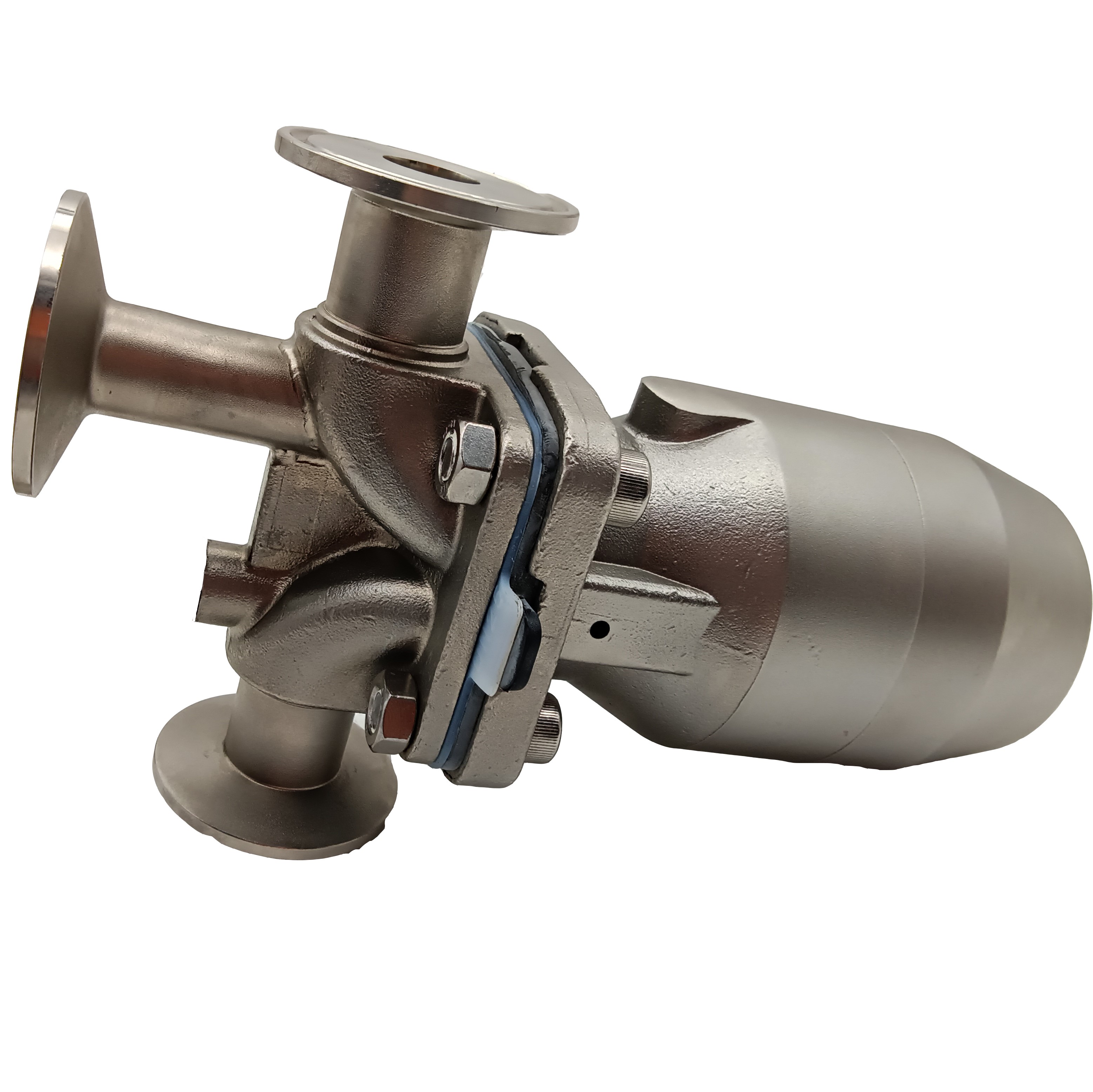 1/2 Inch 12.7MM High Quality Sanitary Hygienic Stainless Steel SS316L Pneumatic SMS Clamp Three-ways Diaphragm Vavle 
