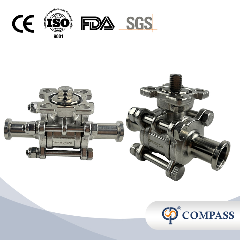 3/4 INCH STAINLESS STEEL MANUAL HIGH PLATFORM THREE-PIECE BALL VALVE WITHOUT HANDLE