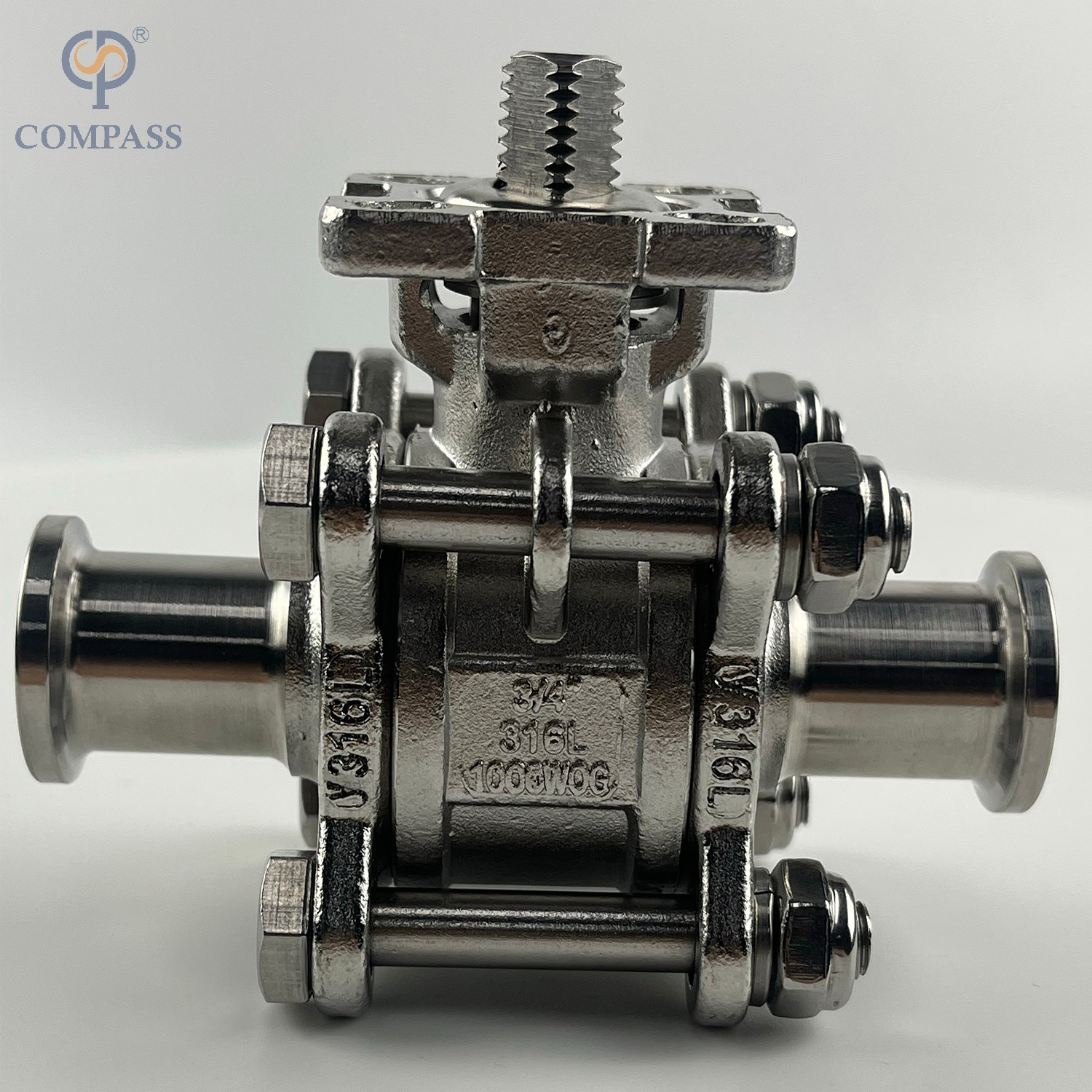 3/4 INCH STAINLESS STEEL MANUAL HIGH PLATFORM THREE-PIECE BALL VALVE WITHOUT HANDLE
