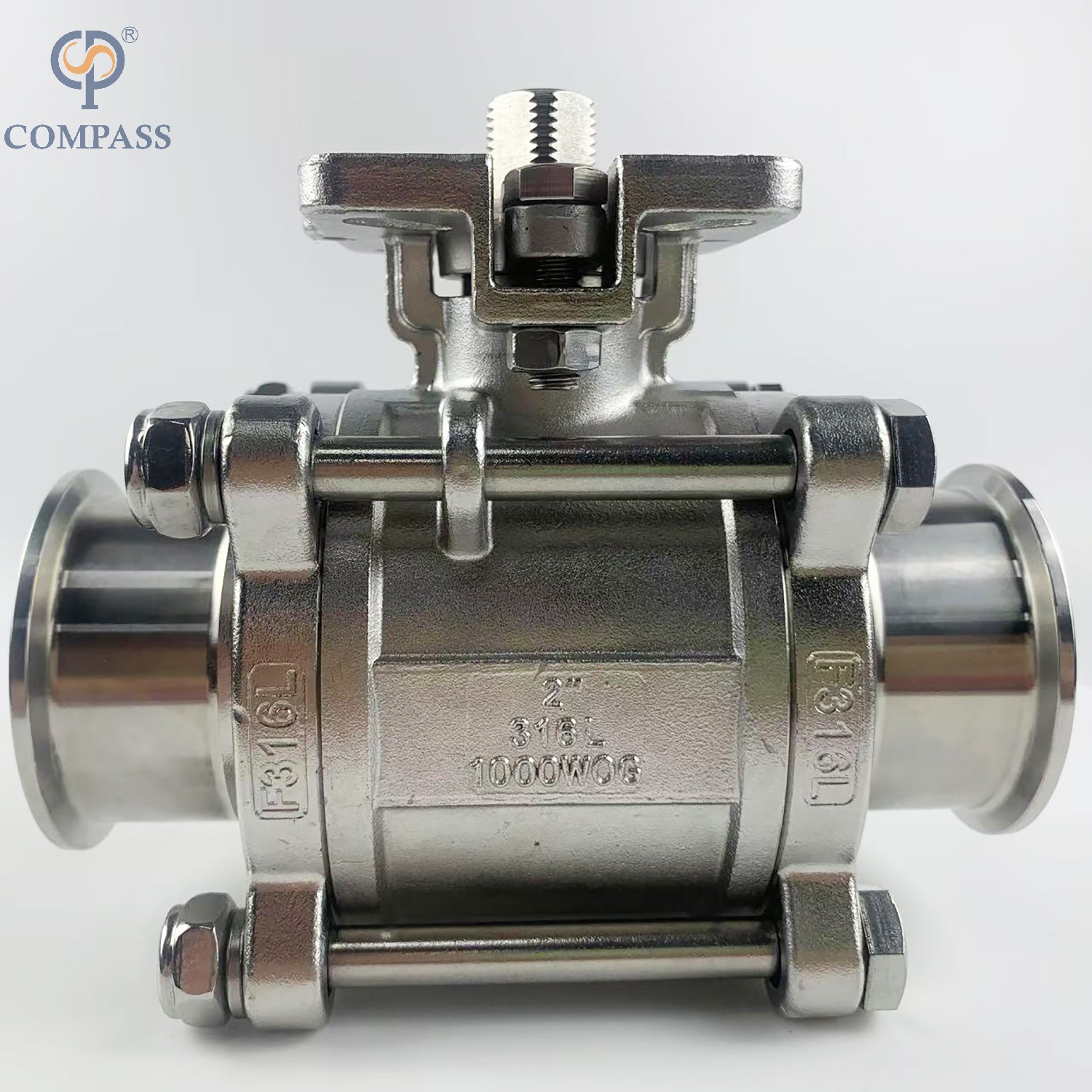 2INCH STAINLESS STEEL MANUAL HIGH PLATFORM THREE-PIECE BALL VALVE WITHOUT HANDLE