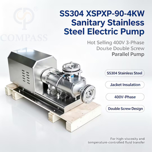 SS304 4KW Santary Stainless Steel Electric Pump Hot Selling 400V 3-phase Double Screw Parallel Pump with Jacket Insulation
