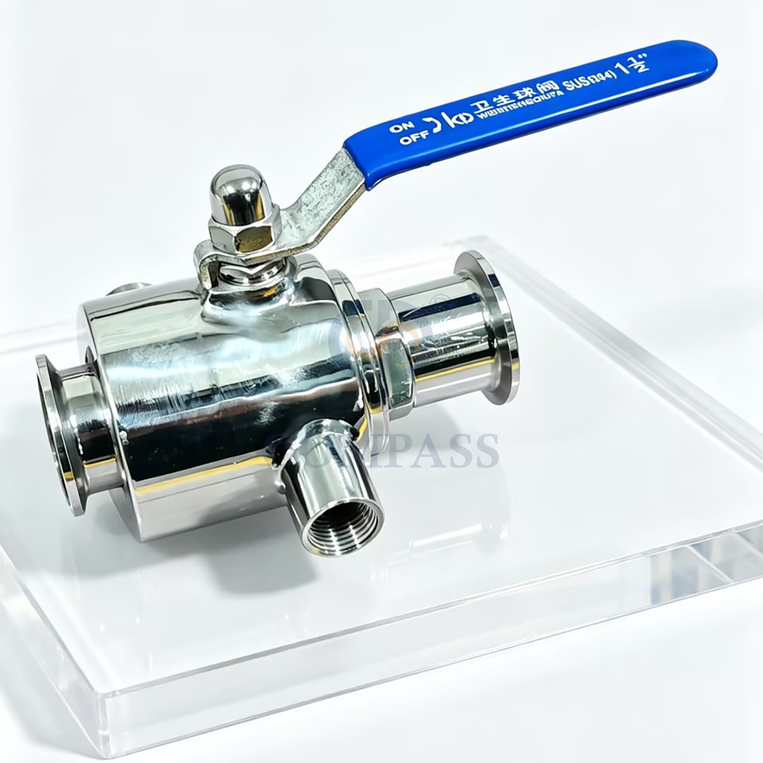 Price 25.4MM Sanitary Stainless Steel SS304 Food Grade SMS 1Inch AT052D Pneumatic Actuator Straight Clamp Ball Valve with Jacket