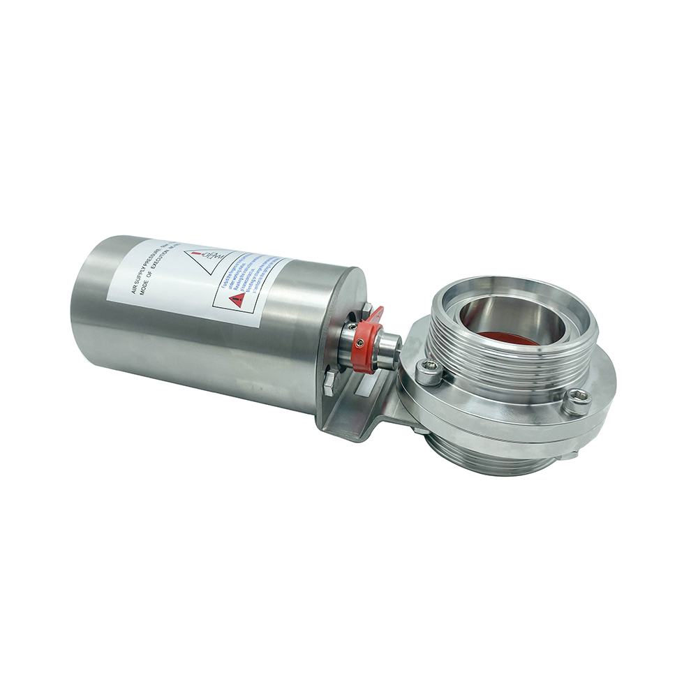 3/4inch 25.2mm Sanitary Hygienic Stainless Steel Food Grade SS304 Male Thread Straight Pneumatic Butterfly Valve 