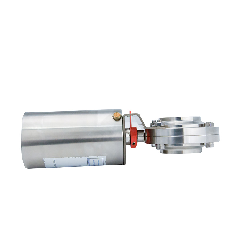 Sanitary Hygienic Stainless Steel SS304 SS316L Butt Weld Air Spring Single Acting Pneumatc Butterfly Valve 