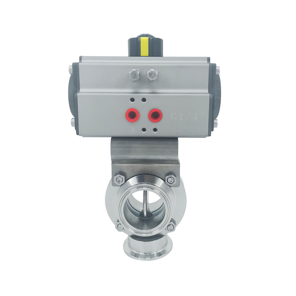 1/2inch 12.7mm Sanitary Hygienic Stainless Steel Food Grade SS304 Pneumatic Clamp Butterfly Valve with Pneumatic Actuator 