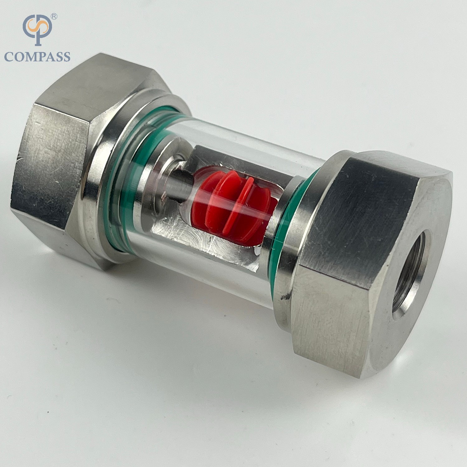 SS304 STAINLESS STEEL IMPELLER WATER FLOW INDICATOR VERTICAL PIPELINE GLASS SIGHT GLASS