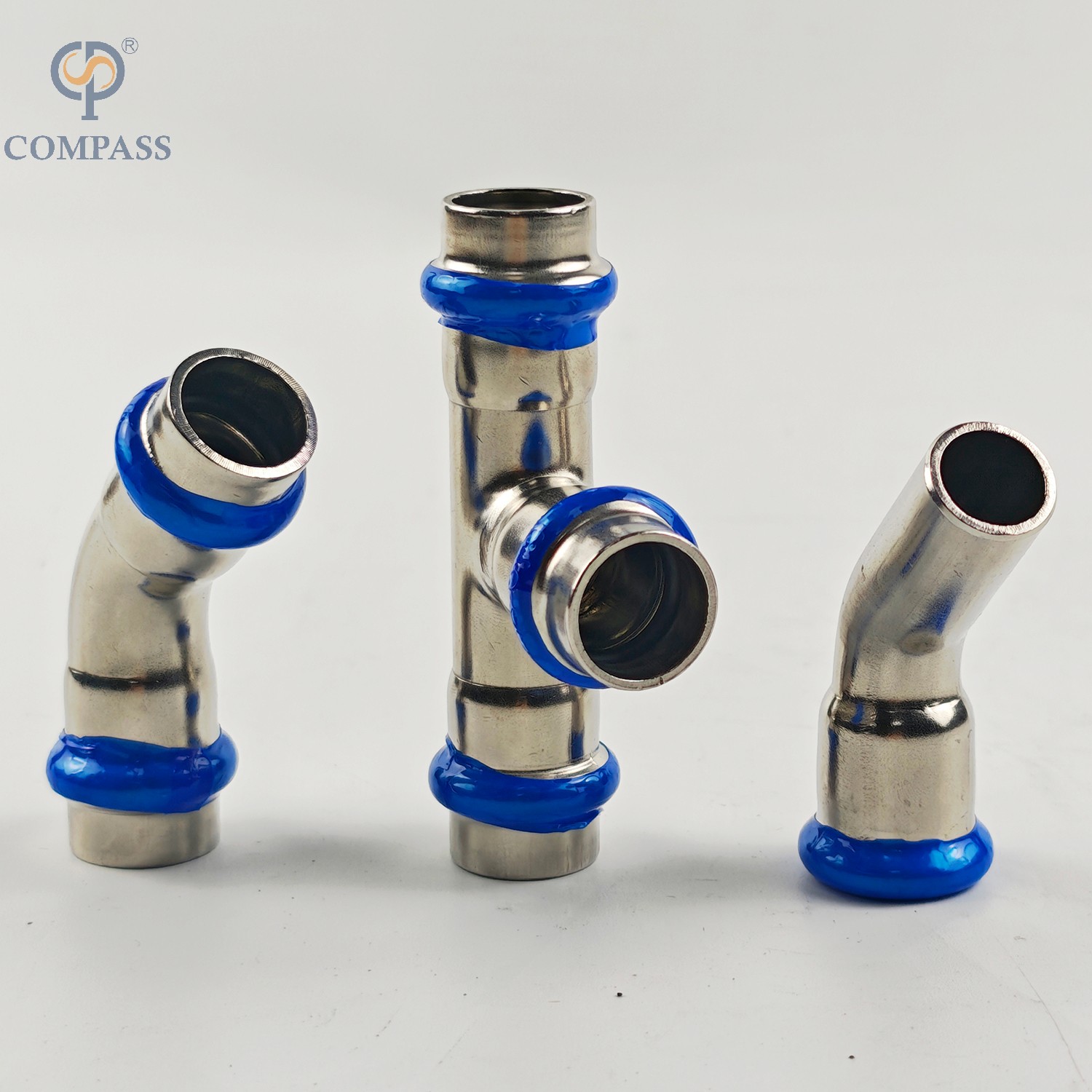 DN15 Sanitary Stainless Steel SS304 Equal Tee Press Fitting