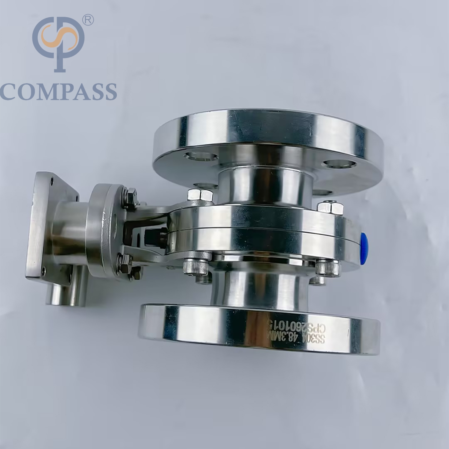 Popular Sale 1.5Inch 48.3MM Sanitary Hygienic Stainless Steel Food Grade SS304 150LB Flange Six Petal Powder Flange-type Butterfly Valve