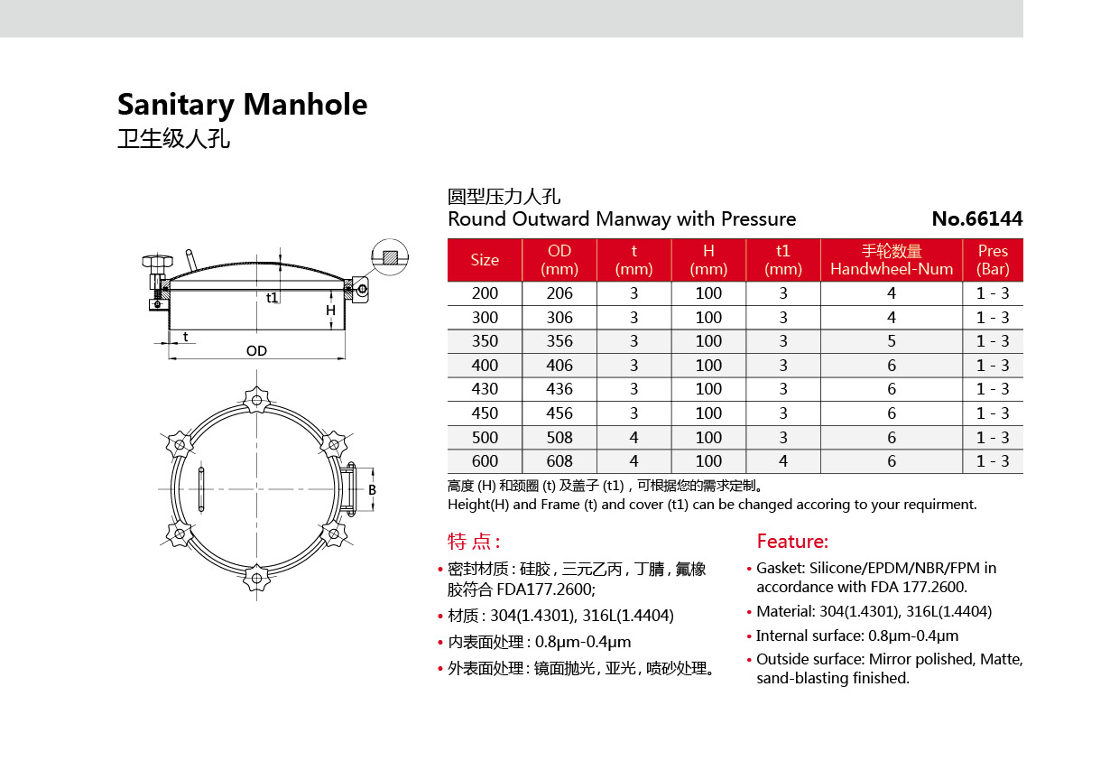 Sanitary Pressure Tank Manway