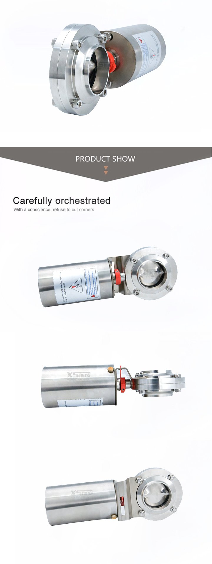 1.5inch Stainless Steel 304 Sanitary Pneumatic Actuator Butterfly Valve