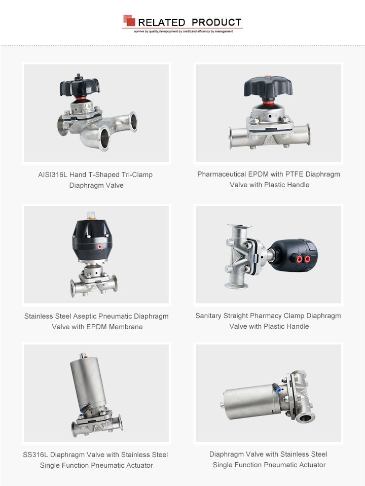 SS316L Clamping Diaphragm Valves with Stainless Steel Pneumatic Head