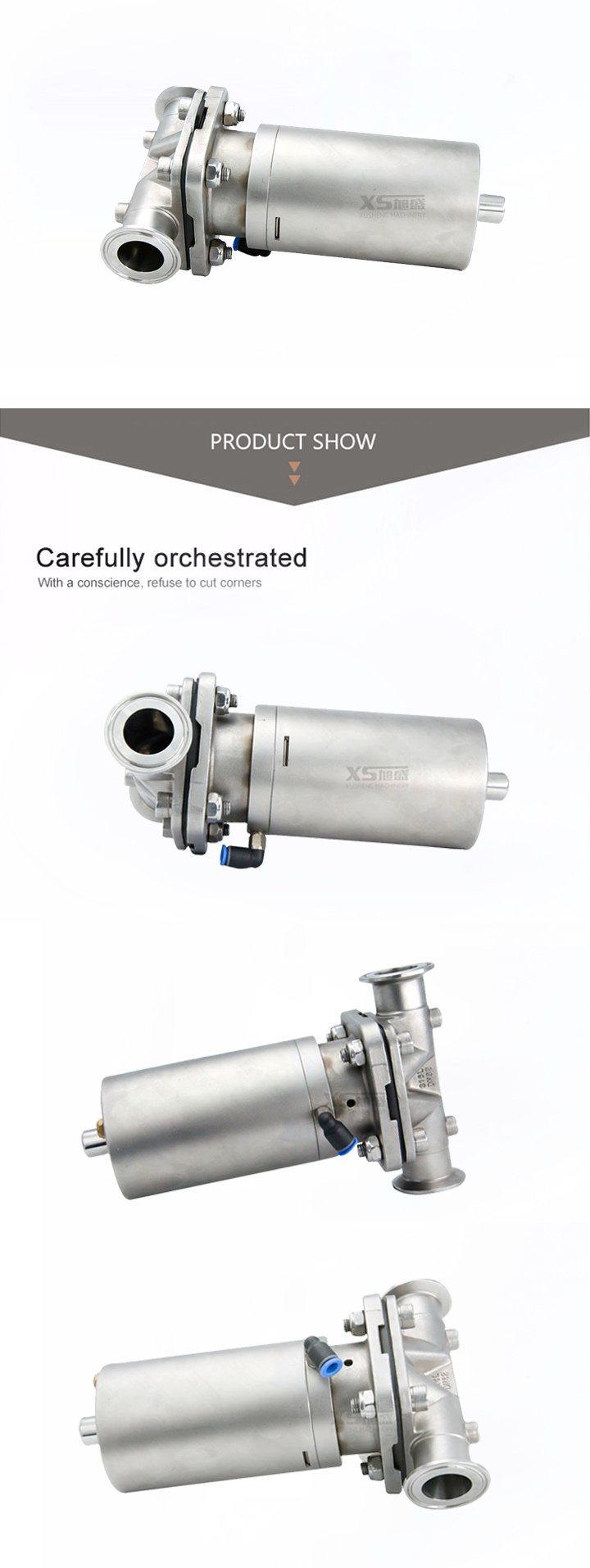 SS316L Clamping Diaphragm Valves with Stainless Steel Pneumatic Head