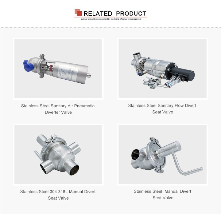 Stainless Steel Food Grade Pneumatic Flow Diverting Valve