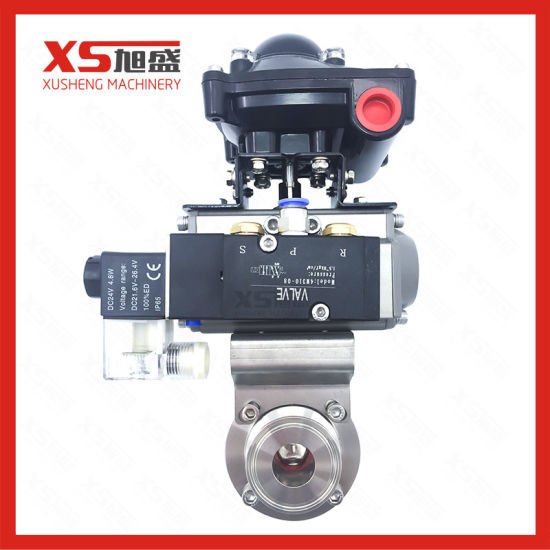 Stainless Steel Hygienic Clamp Actuator Butterfly Valve with Solenoid Valve