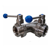 Stainless Steel AISI304 Sanitary Manual Three-way Butterfly Valves 