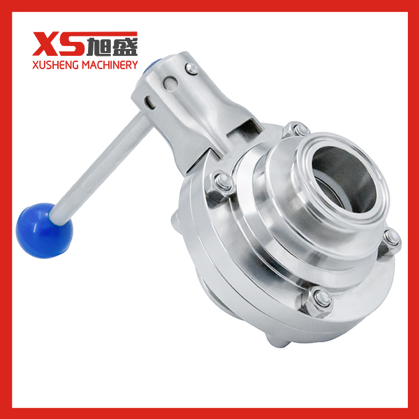 Hygienic Grade Pull Rod Manual PTFE Hard Sealed Tri Clamped Butterfly TypeBall Valve