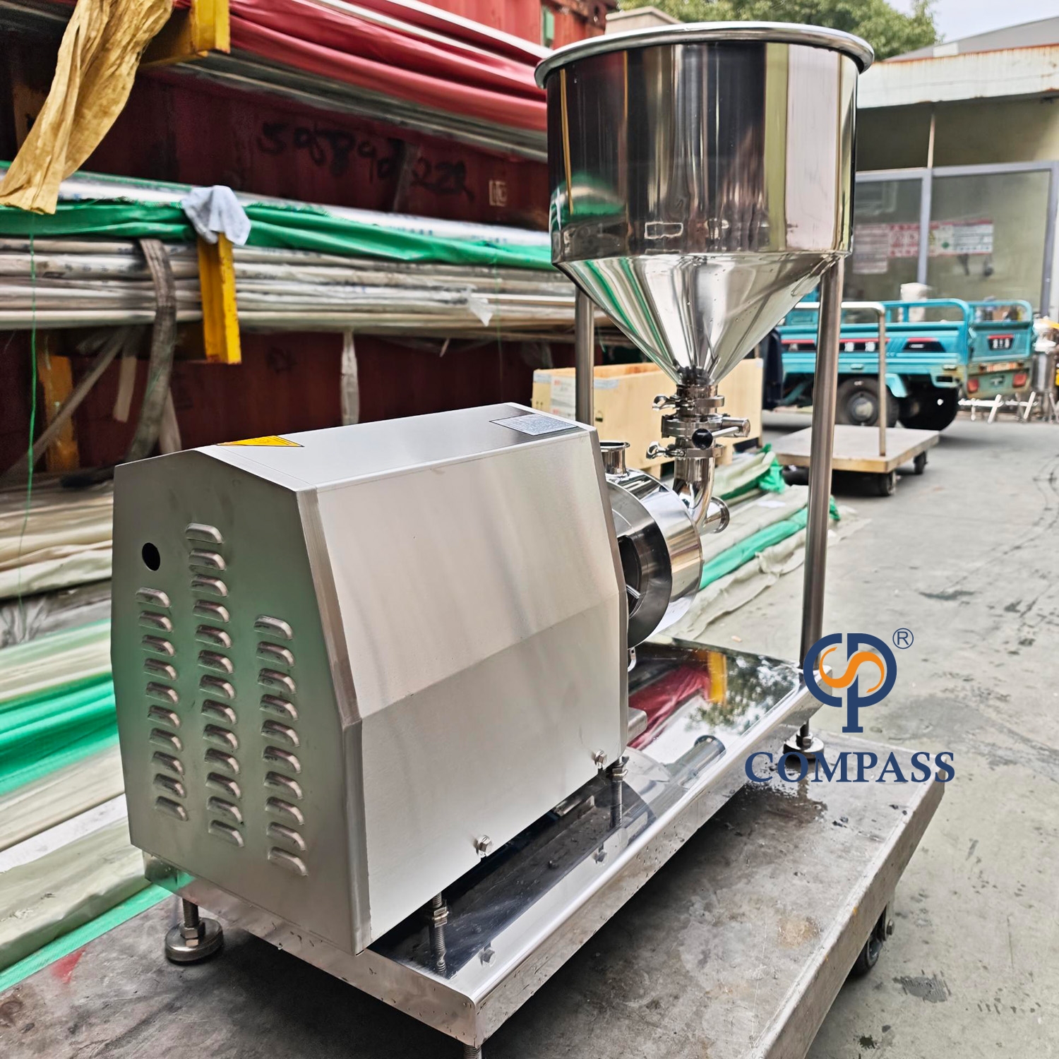 5.5KW High Shear Single Stage Pipeline Dispersing Emulsifier with 45L Funnel