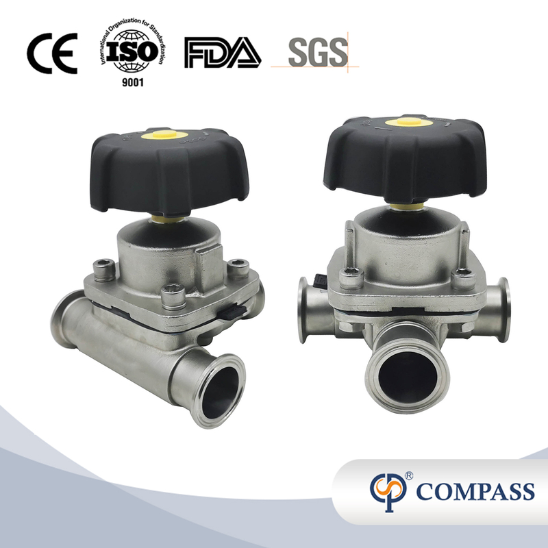 1/2Inch 12.7MM High Quality Sanitary Hygienic Stainless Steel SS316L SMS Clamp Three-ways Diaphragm Vavle 