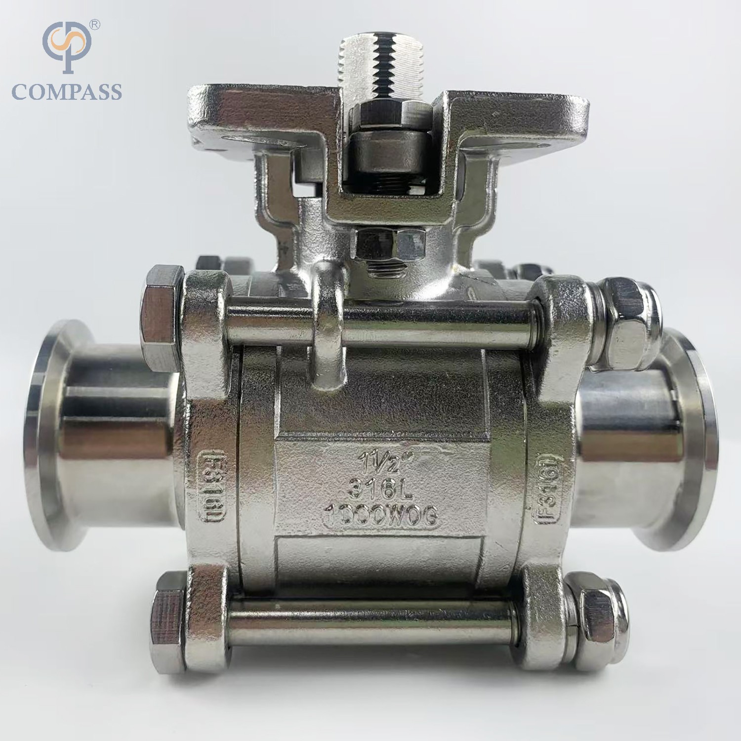 1.5 INCH STAINLESS STEEL MANUAL HIGH PLATFORM THREE-PIECE BALL VALVE WITHOUT HANDLE