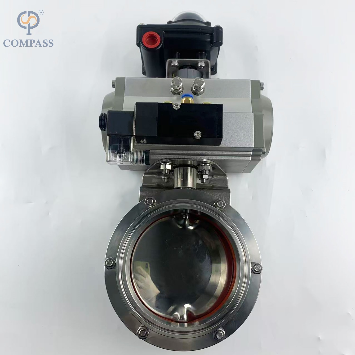 SMS PNEUMATIC CLAMP BUTTERFLY VALVE WITH PNEUMATIC ACTUATOR AND SOLENOID VALVE AND LIMIT SWITCH