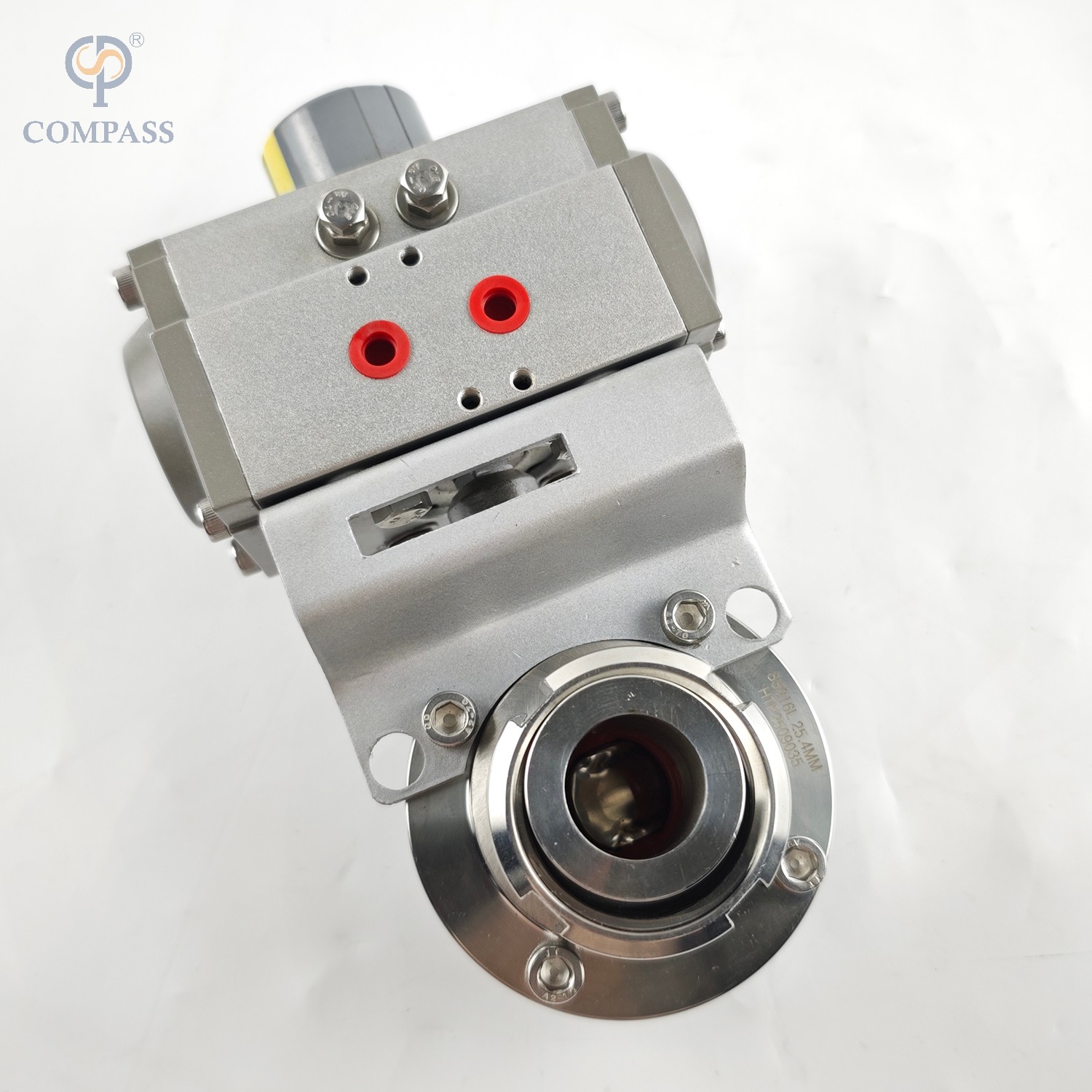 SS316L FOOD GRADE SMS PNEUMATIC MALE/FEMALE BUTTERFLY VALVE WITH PNEUMATIC ACTUATOR
