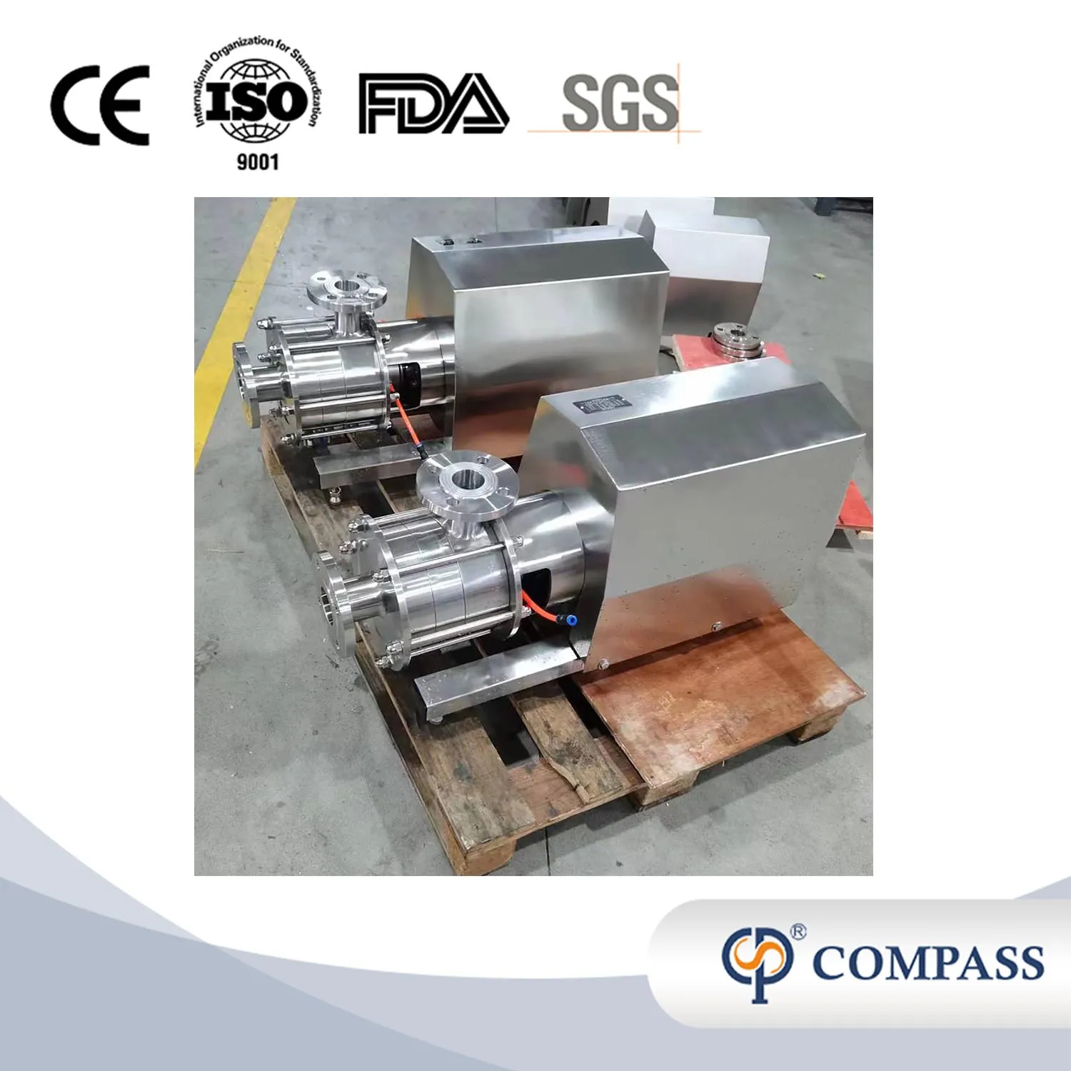 TRL3 SS304 Sanitary Three Stages Inline High Shear Dispersing Emulsion Pump with Hopper Control Cabinet and Frequency Converter