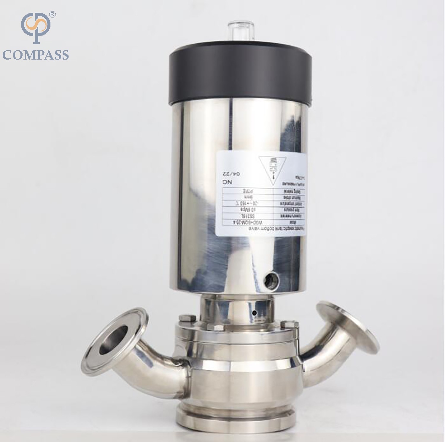 2 Inch Sanitary Stainless Steel Aseptic Flush Bottom Pneumatic Valves with Two Elbow Ends