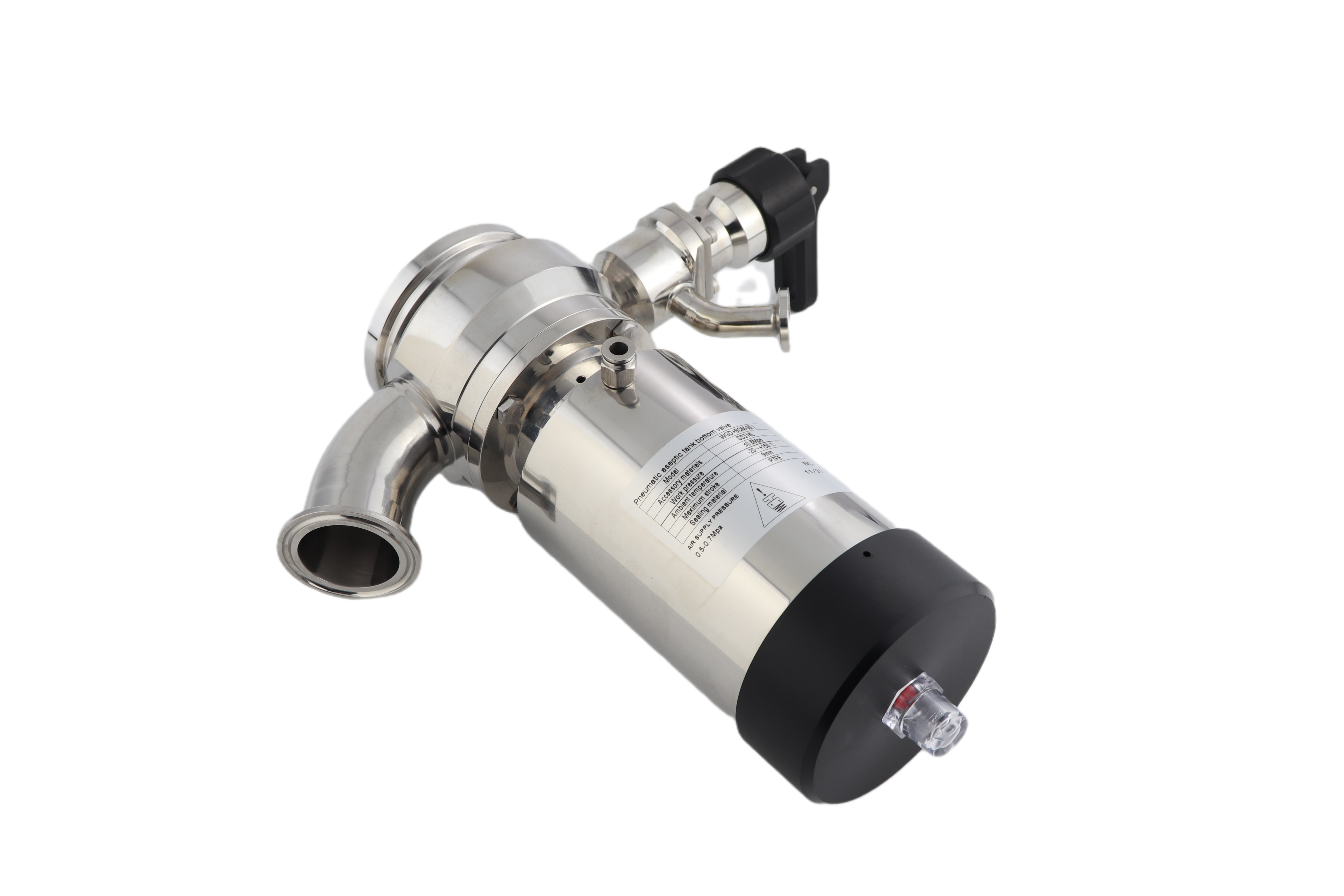 Air Pneumatic Sterile Tank Bottom Valve with Sampling Valve for Beverage Industry